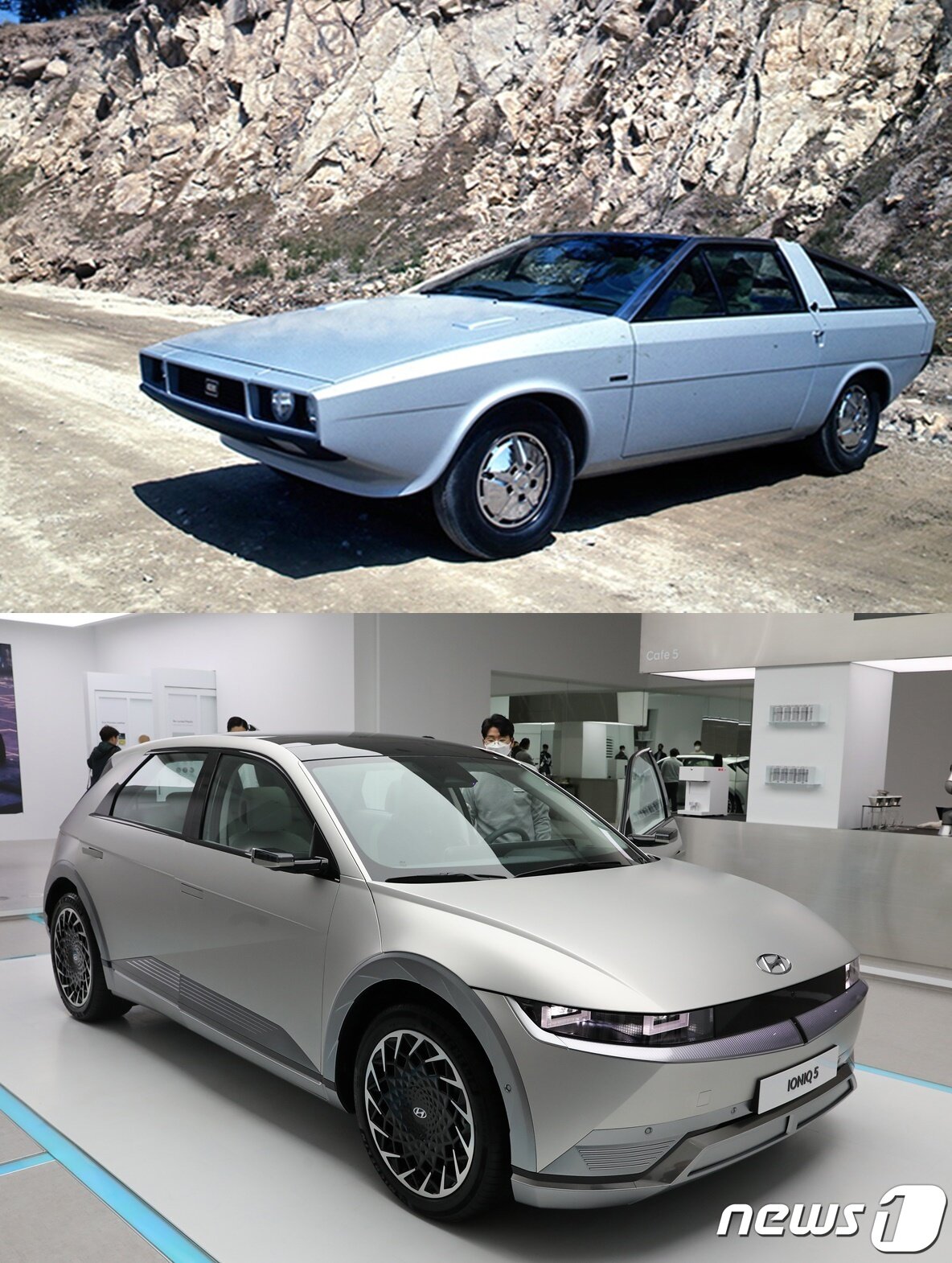본문 이미지 - 지난 1974년 처음 공개된 '포니'로 시작된 현대차의 디자인 정체성을 토대로 과거에서 현재와 미래로 연결되는 시간을 초월한 디자인을 구현했다 ⓒ 뉴스1