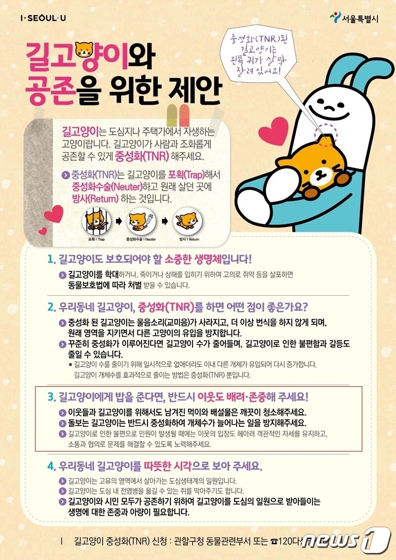 본문 이미지 - 길고양이와 공존을 위한 서울시 포스터 ⓒ 뉴스1