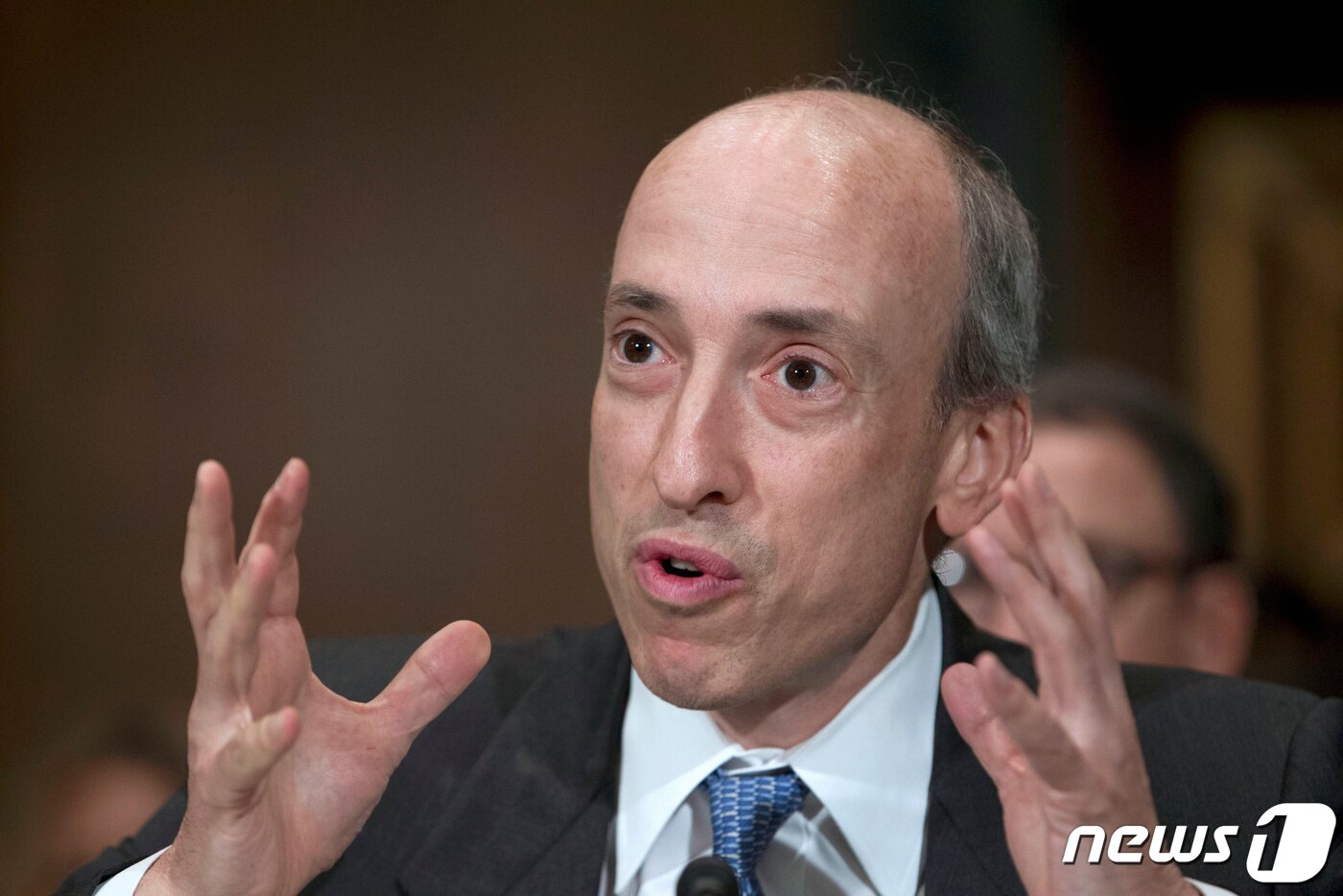 본문 이미지 - 게리 젠슬러 미국 증권거래위원회 위원장 내정자가 미국 의회 청문회에서 발언하고 있다. ⓒ 로이터=뉴스1 ⓒ News1 박형기 기자