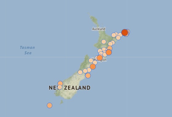 Peruvian coastal tsunami warning in a New Zealand earthquake