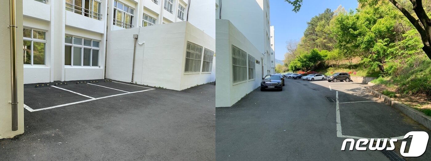 본문 이미지 - 지난 11일 마산공고에서 한국능력검정 시험장의 널널한 주차장 모습.(독자제공) ⓒ 뉴스1