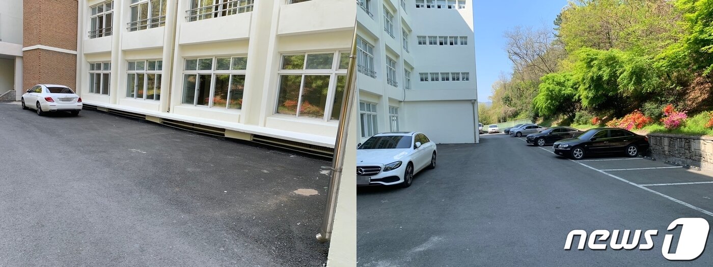 본문 이미지 - 지난 11일 마산공고에서 한국사능력검정 시험장의 널널한 주차장 모습.(독자제공) ⓒ 뉴스1