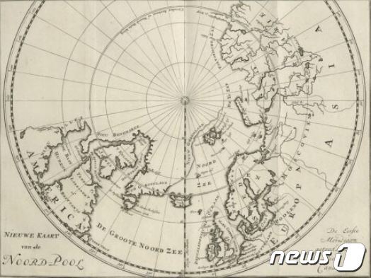 본문 이미지 - 1720년대 북극해 지도(출처 위키백과)ⓒ 뉴스1