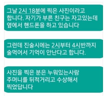 본문 이미지 - 고(故) 손정민씨 아버지가 목격자의 제보와 사진을 받은 뒤 적은 문자. (손현씨 제공) ⓒ 뉴스1