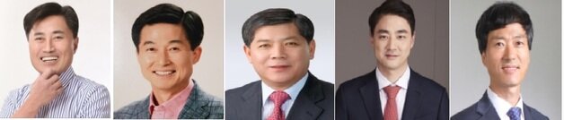 본문 이미지 - 왼쪽부터 강성환 전 다사읍장, 박성태 전 대구시의회 부의장, 조성제 전 대구시의원, 촤재훈 전 대구시의원,  박형룡 국가균형발전위원회 정책조정실장ⓒ 뉴스1