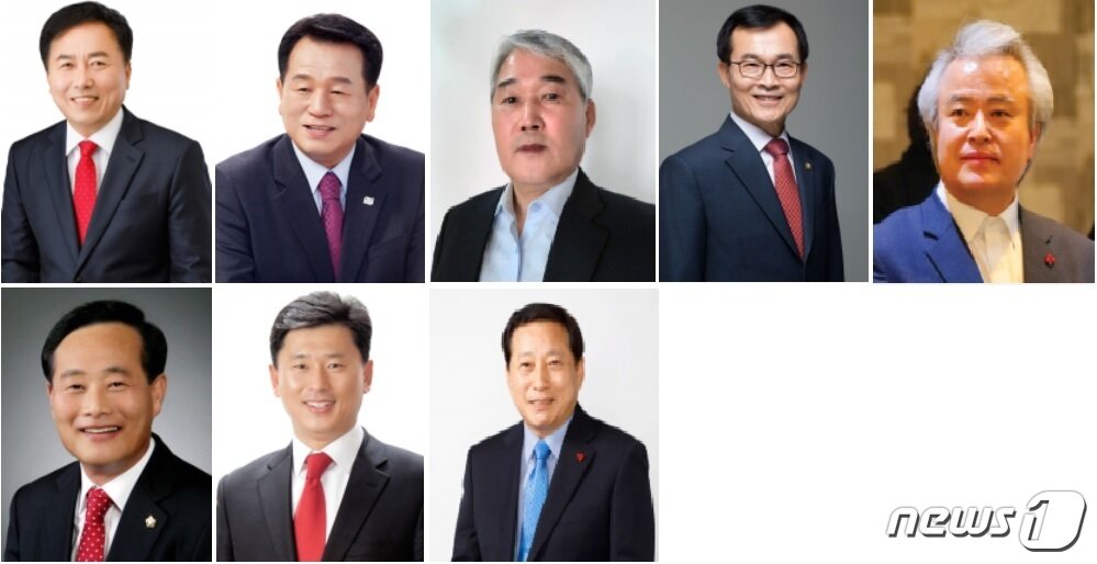 본문 이미지 - (윗줄 왼쪽부터) 권기창 안동대 교수, 권영길 전 경북도 복지건강국장, 권용혁 전 국민의힘 안동시당 사무국장, 김성진 경북도의원, 김명호 전 경북도의원, (아랫줄 왼쪽부터) 장대진 전 경북도의회 의장, 김대일 경북도의원, 안윤효 안동시체육회장.ⓒ 뉴스1