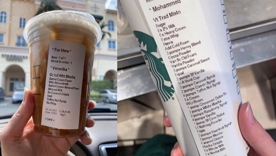 본문 이미지 - 미국 스타벅스 일부 고객들 사이에서 음료에 과도하게 옵션을 추가하는 것이 유행하면서 직원과 다른 고객들이 불편을 겪고 있다. (트위터 갈무리) ⓒ 뉴스1