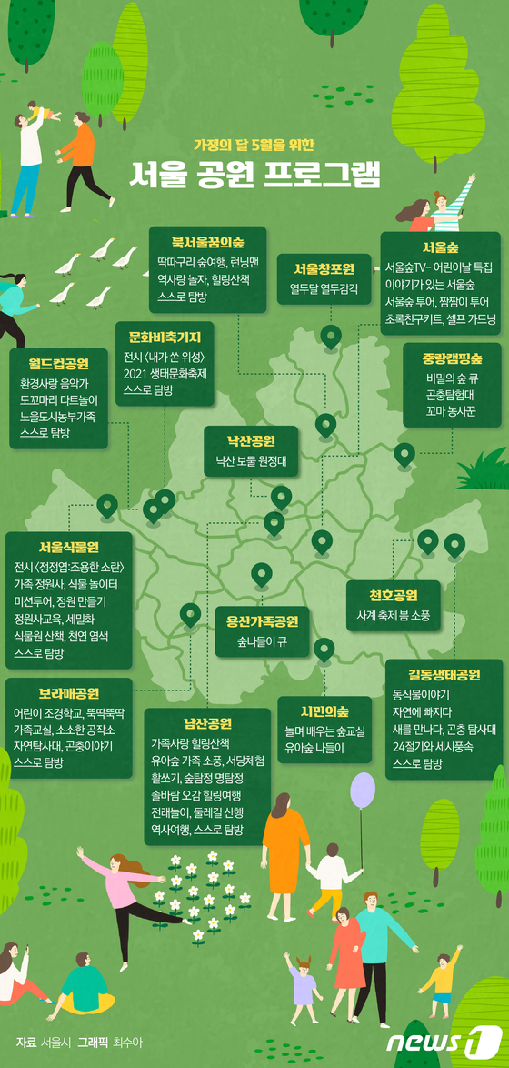 [그래픽뉴스] 가정의 달 5월을 위한 서울 공원 프로그램
