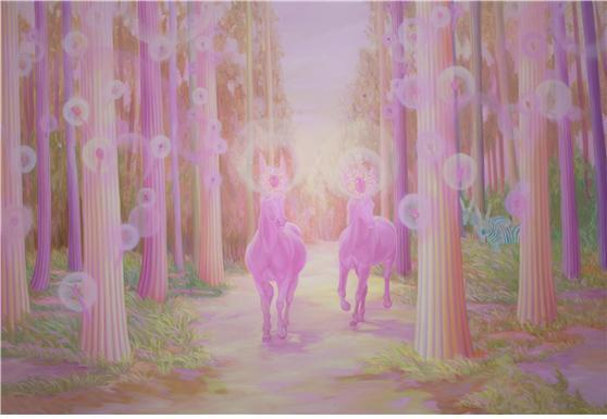 본문 이미지 - 임수빈 '평안의 숲'  162.2x112.1㎝  oil on canvas  2020 ⓒ 뉴스1