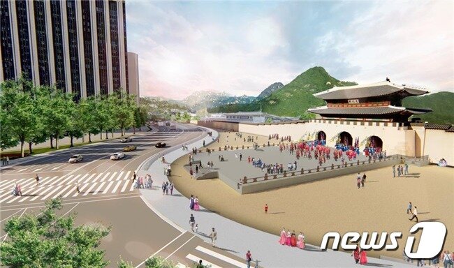 본문 이미지 - 광화문 월대 복원 조감도.(서울시 제공)ⓒ 뉴스1