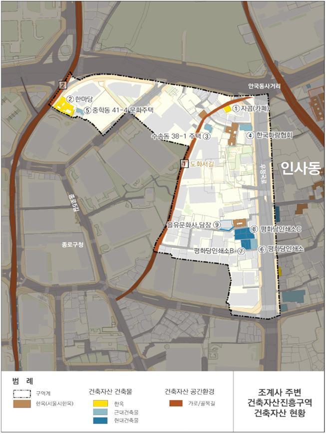 본문 이미지 - 종로구 조계사 주변 지역 한옥 위치도. 서울시 제공. /뉴스1