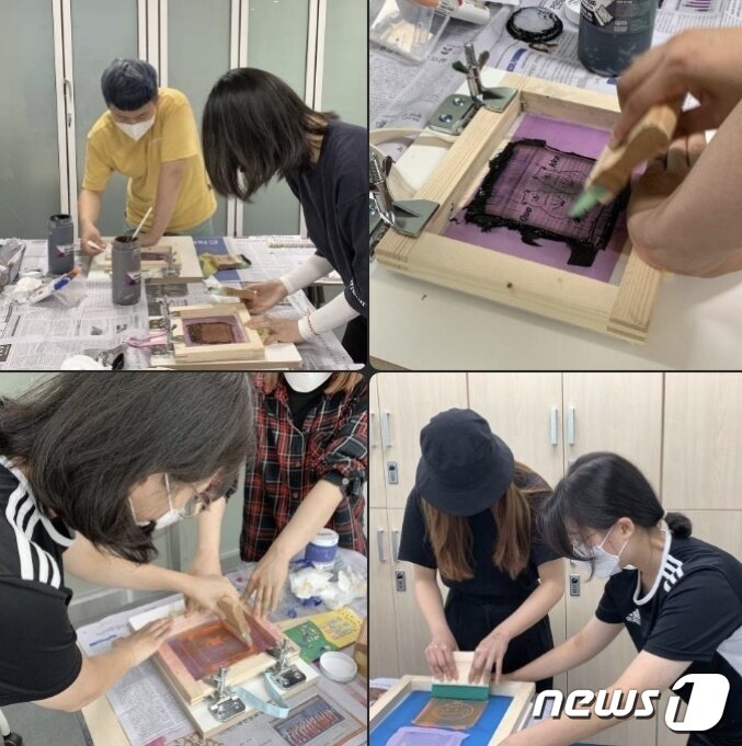 본문 이미지 - 학생들이 플리마켓에서 판매할 물품을 직접 만들고 있다.2021.06.25ⓒ 뉴스1 손연우 기자