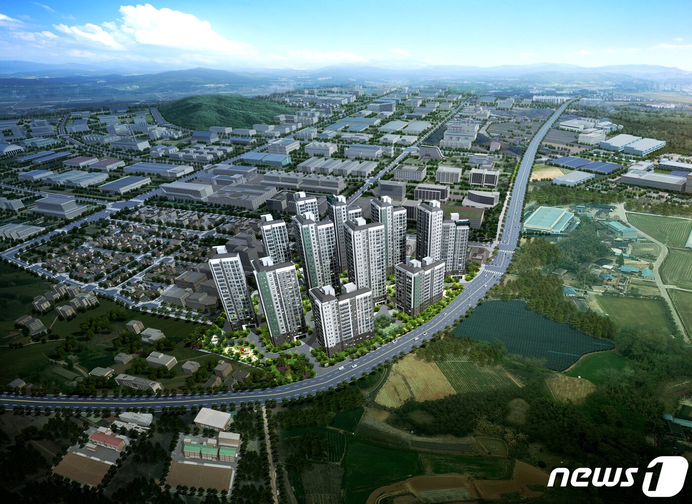 본문 이미지 - '익산 푸르지오 더 퍼스트' 광역조감도(대우건설 제공)2021.6.9/뉴스1