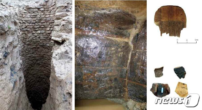 본문 이미지 - (평양 노동신문=뉴스1) = 북한 노동당 기관지 노동신문은 21일 평양시 대성구역 림흥동 일대에서 고구려 시기의 유적 유물들을 발굴했다고 보도했다. 사진은 림흥동 고구려우물2호의 내부, 8각방틀과 발굴된 유물들. [국내에서만 사용가능. 재배포 금지. DB 금지. For Use Only in the Republic of Korea. Redistribution Prohibited] rodongphoto@news1.kr