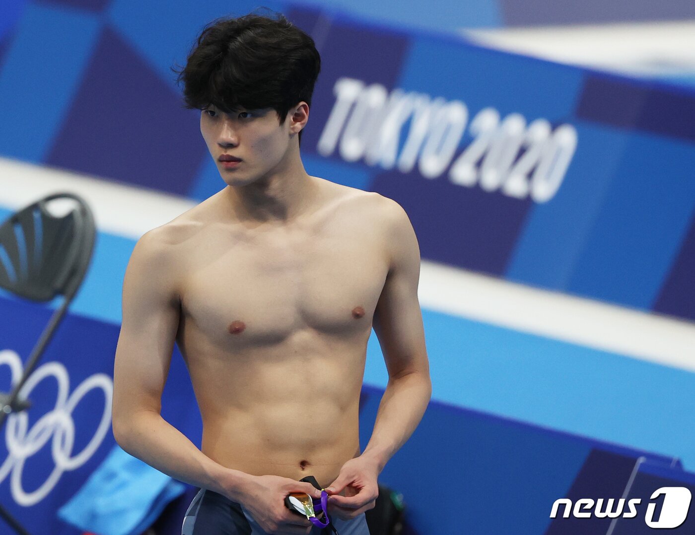 본문 이미지 - 대한민국 수영 올림픽 대표팀 황선우가 22일 도쿄 아쿠아틱스센터에서 훈련을 하고 있다. 2021.7.22 ⓒ 뉴스1 송원영 기자