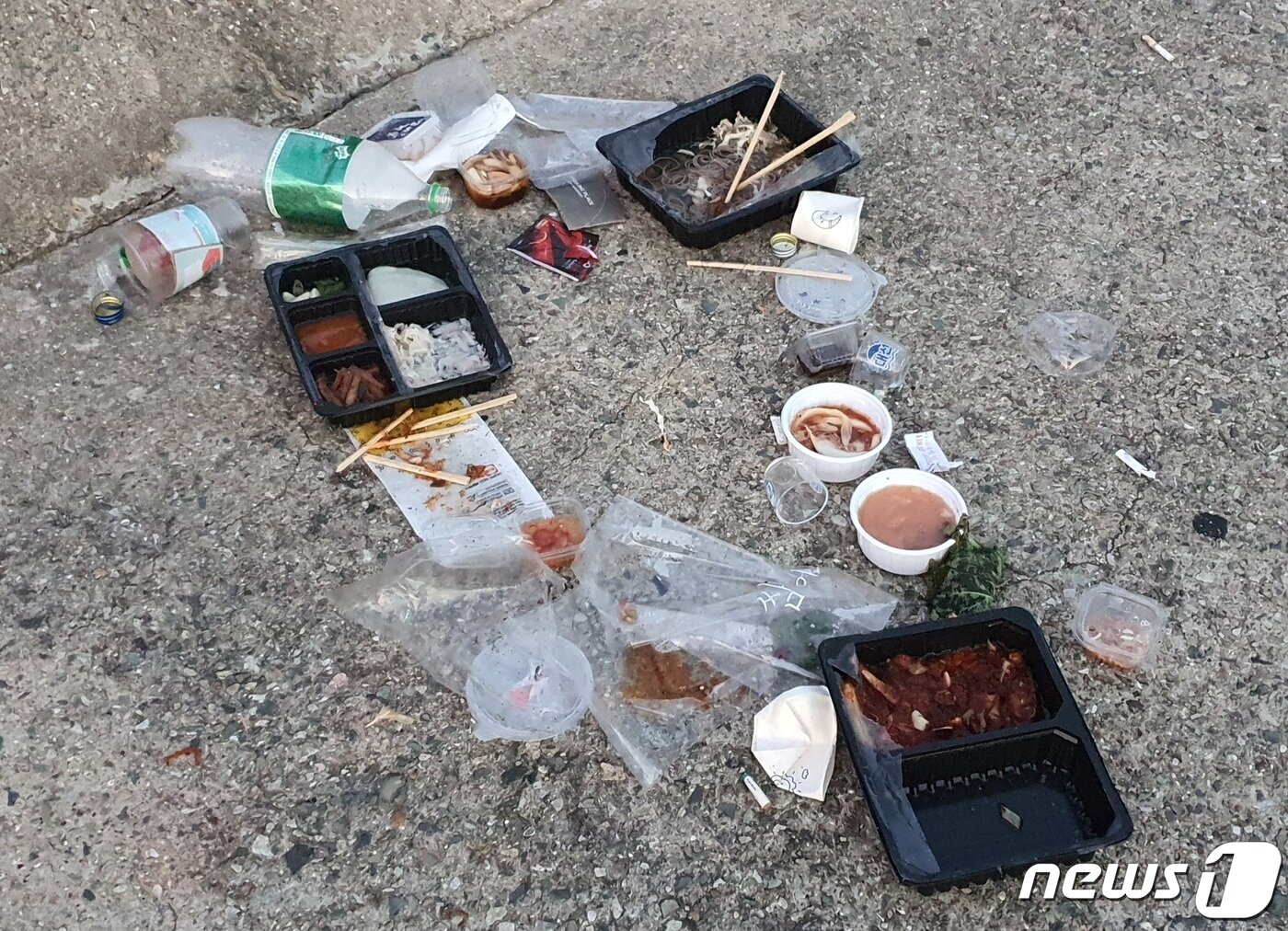 본문 이미지 - 31일 낫개방파제 한가운데에 버려진 플라스틱 쓰레기들.2021.7.31/ⓒ 뉴스1 노경민 기자