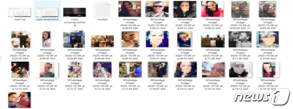 본문 이미지 - 경찰에 붙잡힌 로맨스 스캠 조직원들이 피해자들을 유인하기 위해 도용한 미군이나 군의관 등 외국인 남녀 사진. (파주경찰서 제공)ⓒ 뉴스1