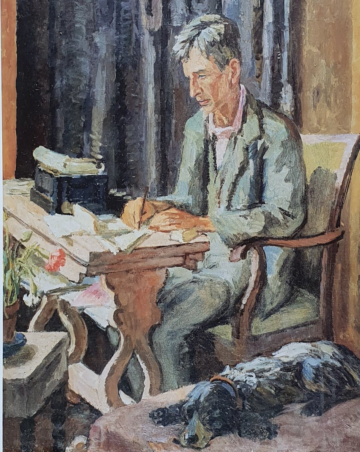 본문 이미지 - 바넷사 벨이 그린 글을 쓰는 레너드 울프와 샐리 / 자료출처 = The National Trust 