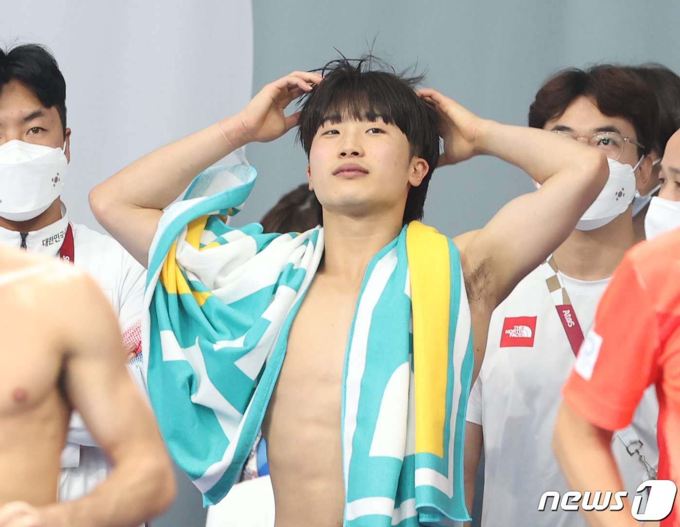 본문 이미지 - 도쿄 올림픽서 4위를 한 뒤의 우하람. 2021.8.3/뉴스1 ⓒ News1 송원영 기자