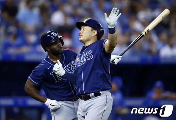 시즌 10호 홈런을 날린 탬파베이 레이스의 최지만. © AFP=뉴스1