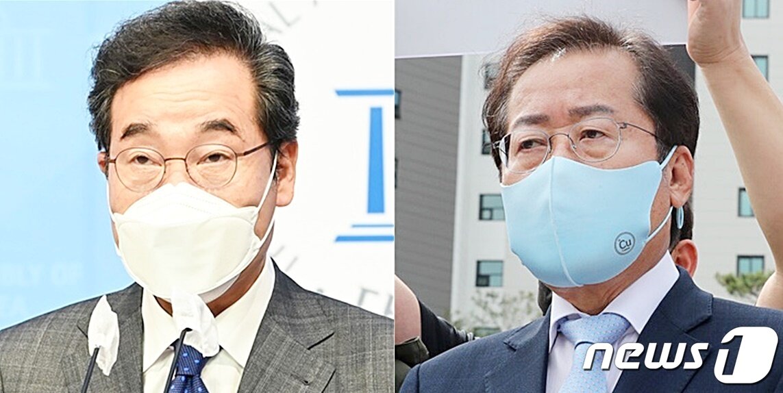 본문 이미지 - 이낙연 전 대표(왼쪽)와 홍준표 의원 ⓒ뉴스1