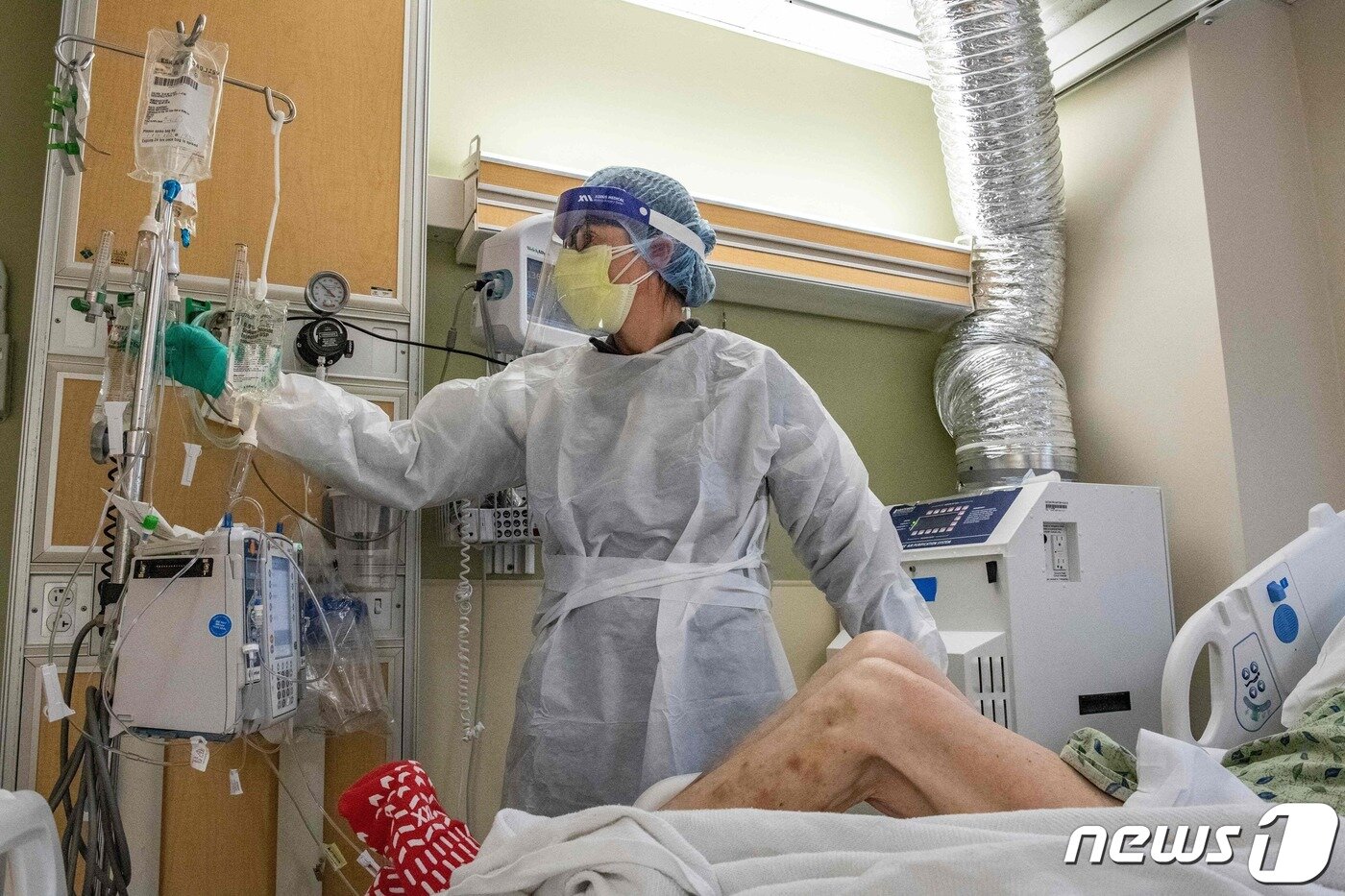 본문 이미지 - 미국 보훈병원 격인 보스턴 헬스케어 시스템 캠퍼스 코로나19 음압병동 모습. 2022. 1. 12. ⓒ AFP=뉴스1 ⓒ News1 최서윤 기자