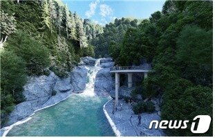 본문 이미지 - 2022 충주 지역개발디자인 최종보고회에 출품된 노은면 수룡폭포 산림욕장 조성 조감도.(충주시 제공)2022.10.11/뉴스1