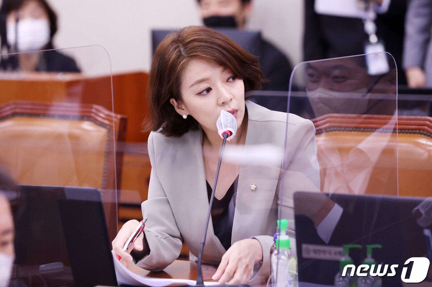 본문 이미지 - 배현진 국민의힘 의원이 11일 오후 서울 여의도 국회에서 열린 문화체육관광위원회의 문화재청 등에 대한 국정감사에서 허성곤 전 김해시장에게 김해 구산동 지석묘 세척 등과 관련된 질의를 하고 있다. 2022.10.11/뉴스1 ⓒ News1 조태형 기자