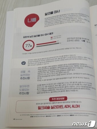 본문 이미지 - 세라체크DNA 검사결과 알코올 대사가 '나쁨'이다.ⓒ뉴스1 김민석 기자  
