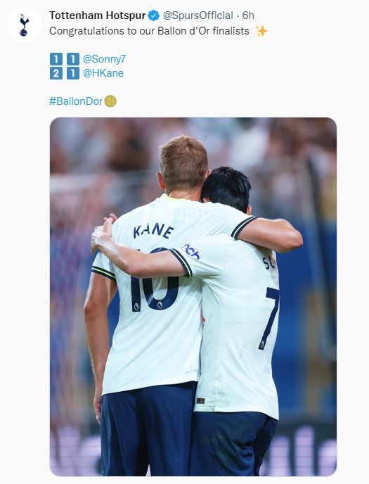 본문 이미지 - 손흥민과 케인 (토트넘 구단 SNS 캡처)