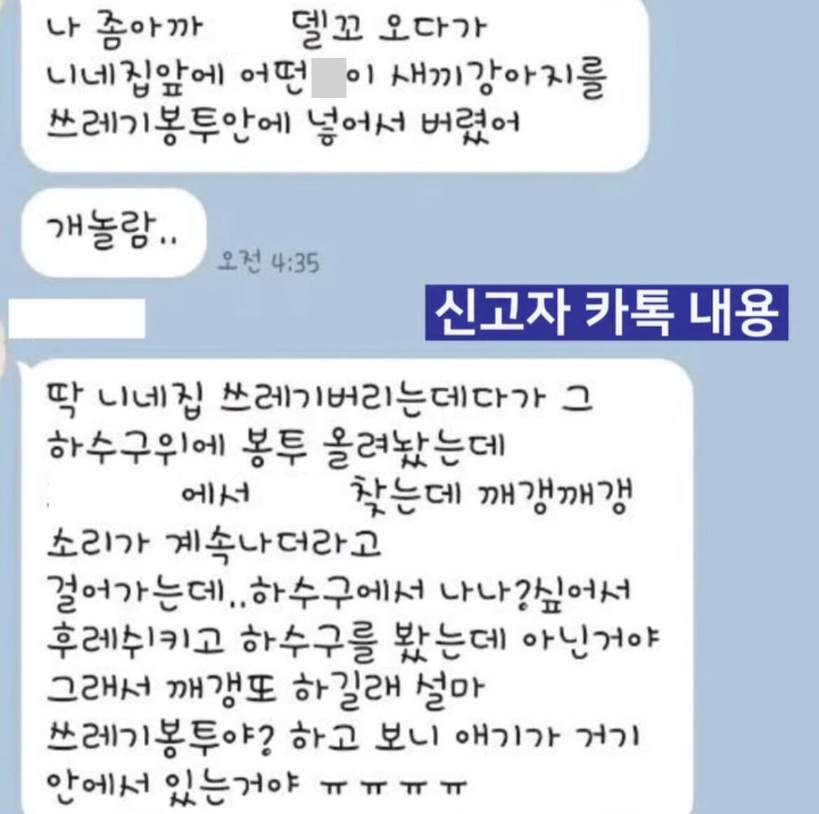 본문 이미지 - 강아지를 우연히 발견한 행인의 당시 상황.