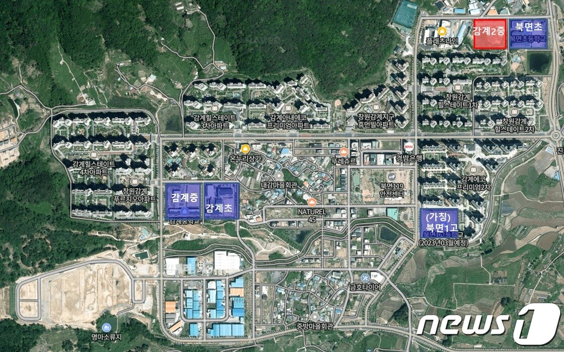 본문 이미지 - 경남 창원시 의창구 북면 감계리 230-2에 들어설 감계2중 위치도.(경남도교육청 제공)