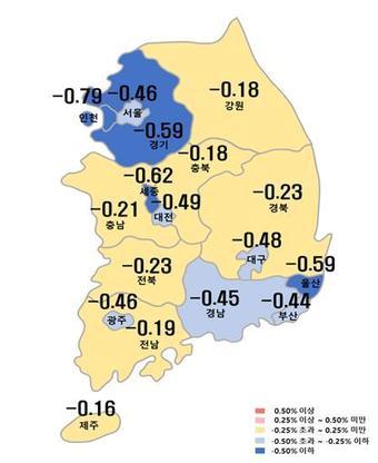 11월2주차 시도별 아파트 매매가격지수 변동률 &#40;한국부동산원 제공&#41;