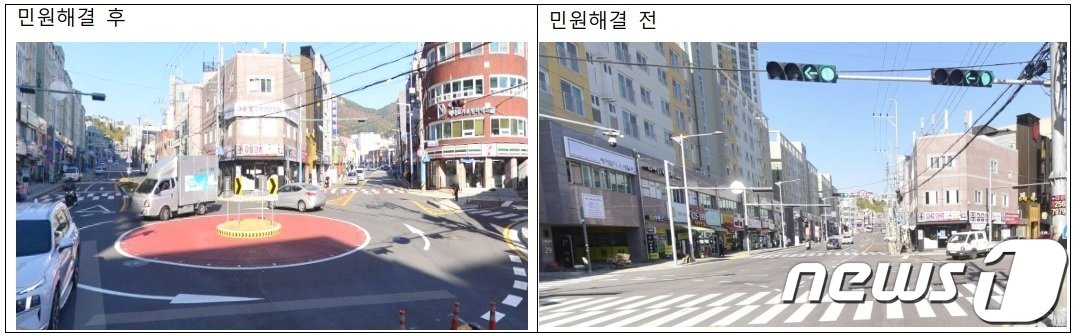 부산 남구 문현동에 회전교차로가 설치된 모습.&#40;박수영 의원실 제공&#41; 