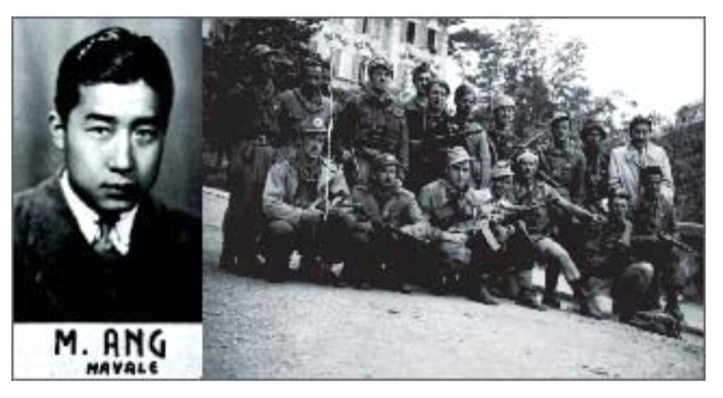 본문 이미지 - 1945년 7월 제노아공대 박사학위자 앨범 속의 안진생. 오른쪽 사진은 저항군과 기념사진을 찍은 안진생(오른쪽 끝 흰색 코트를 입은 사람) / 사진=조성관 작가 