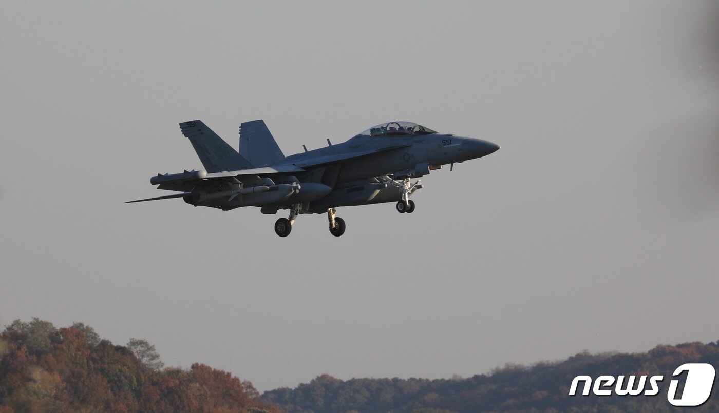 본문 이미지 - 미군이 운용하는 EA-18G '그라울러' 전자전기.2022.11.2/뉴스1 ⓒ News1 김영운 기자