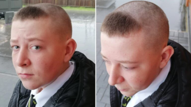 본문 이미지 - 호나우두의 2002 월드컵 헤어스타일을 따라 한 소년 알피 랜섬(12). (MEN Media 갈무리)