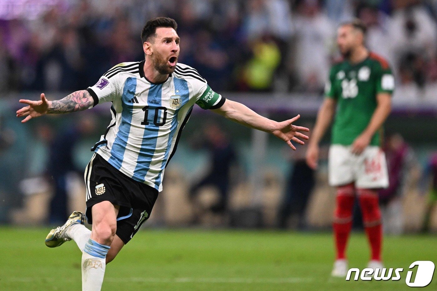 본문 이미지 - 득점 후 기뻐하는 리오넬 메시. ⓒ AFP=뉴스1