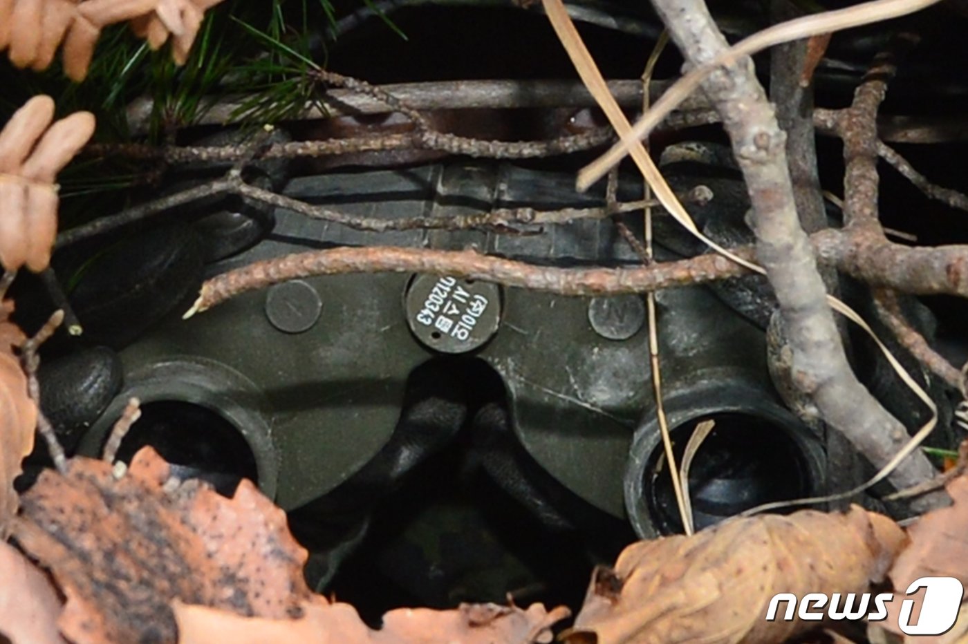 본문 이미지 - 13일 오후 경북 포항시 남구 장기면 수성사격장 인근 야산에서 실시한 가상의 적진 침투 훈련에서 적진으로 침투한 해병대수색대원들이 은거지를 구축한 후 적들의 움직임을 관측하고 있다. .2022.12.13/뉴스1 ⓒ News1 최창호 기자