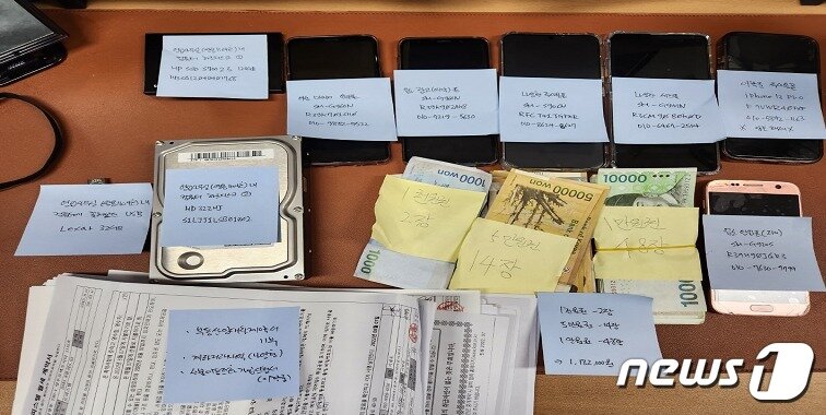 본문 이미지 - 경기북부경찰청이 성매매 업주와 실장 사무실에서 압수한 물품. (경기북부경찰청 제공)  