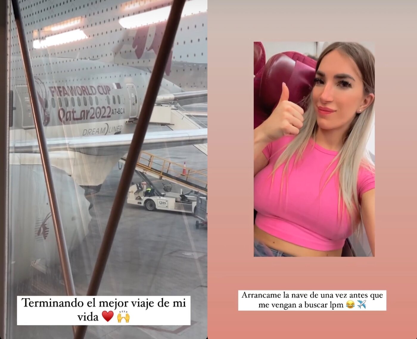 본문 이미지 - 무사히 비행기에 올라 셀카를 전한 상의 탈의녀. (인스타그램 갈무리)