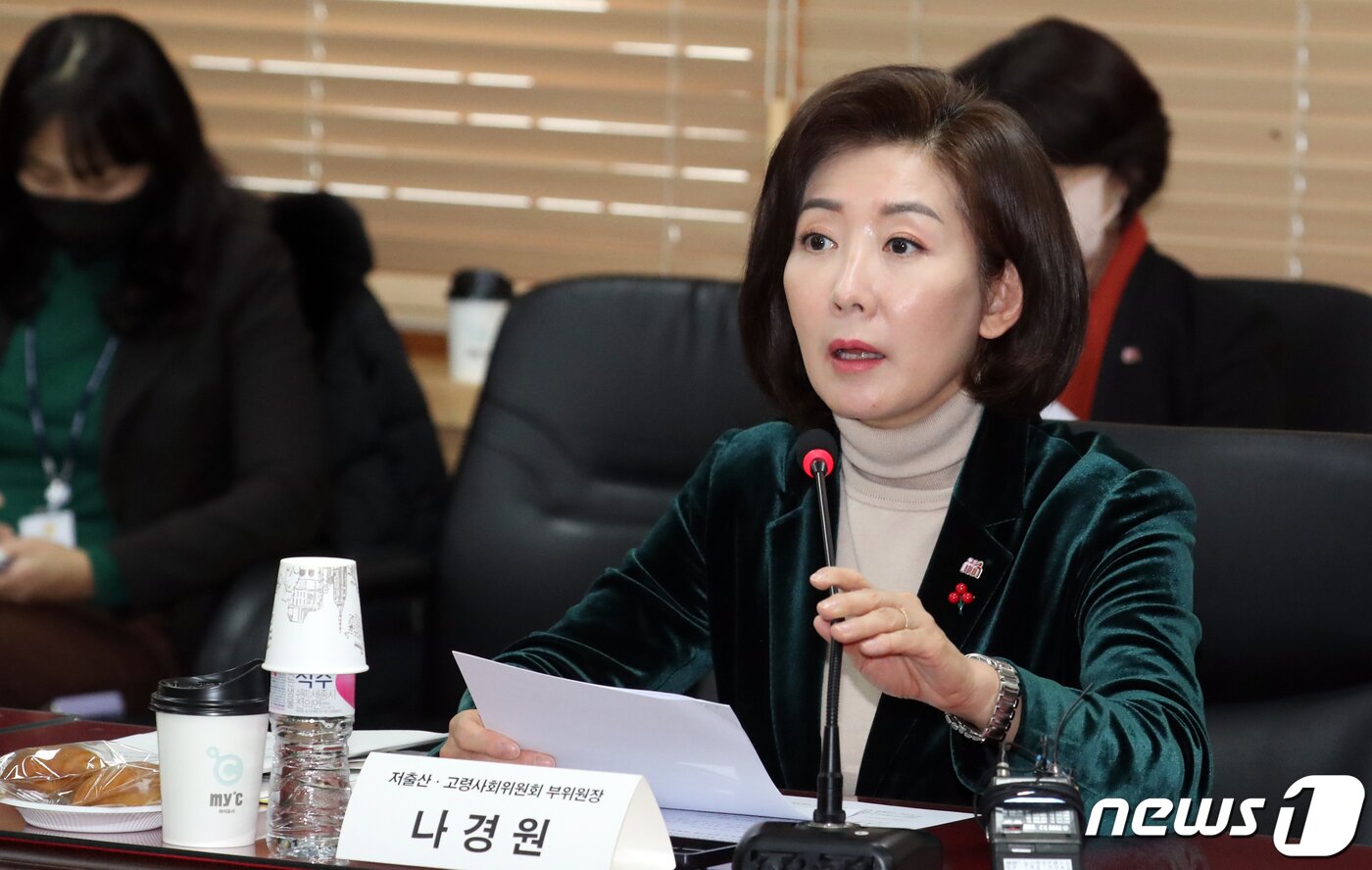 본문 이미지 - 나경원 저출산고령사회위원회 부위원장이 지난달 28일 서울 종로구 세종대로 정부서울청사에서 열린 제2차 인구미래전략 관계부처 차관회의에서 모두 발언을 하고 있다. 2022.12.28/뉴스1 ⓒ News1 김명섭 기자