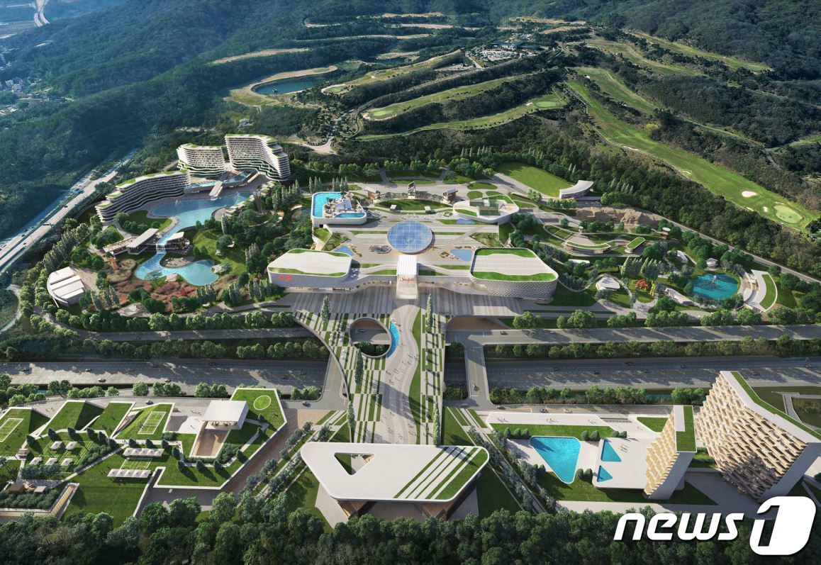 본문 이미지 - 신세계프라퍼티가 어등산에 건립을 추진하는 '그랜드 스타필드 광주' 조감도.(광주시 제공)2022.12.29/뉴스1 
