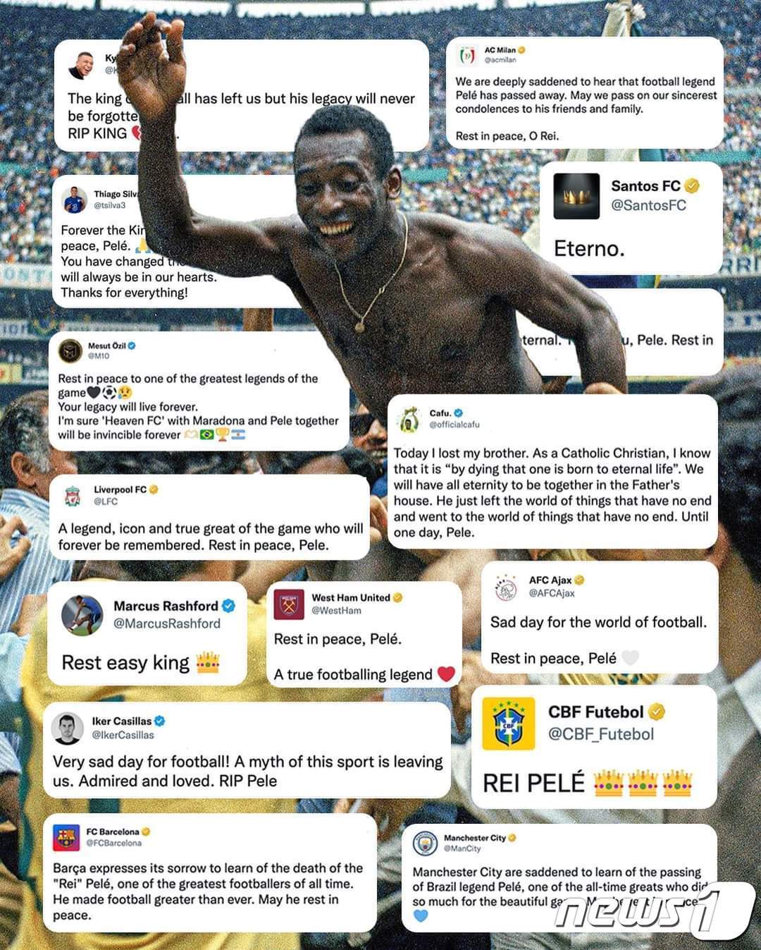 본문 이미지 - 세계 축구계의 펠레 추모 메시지(espn sns캡처) 