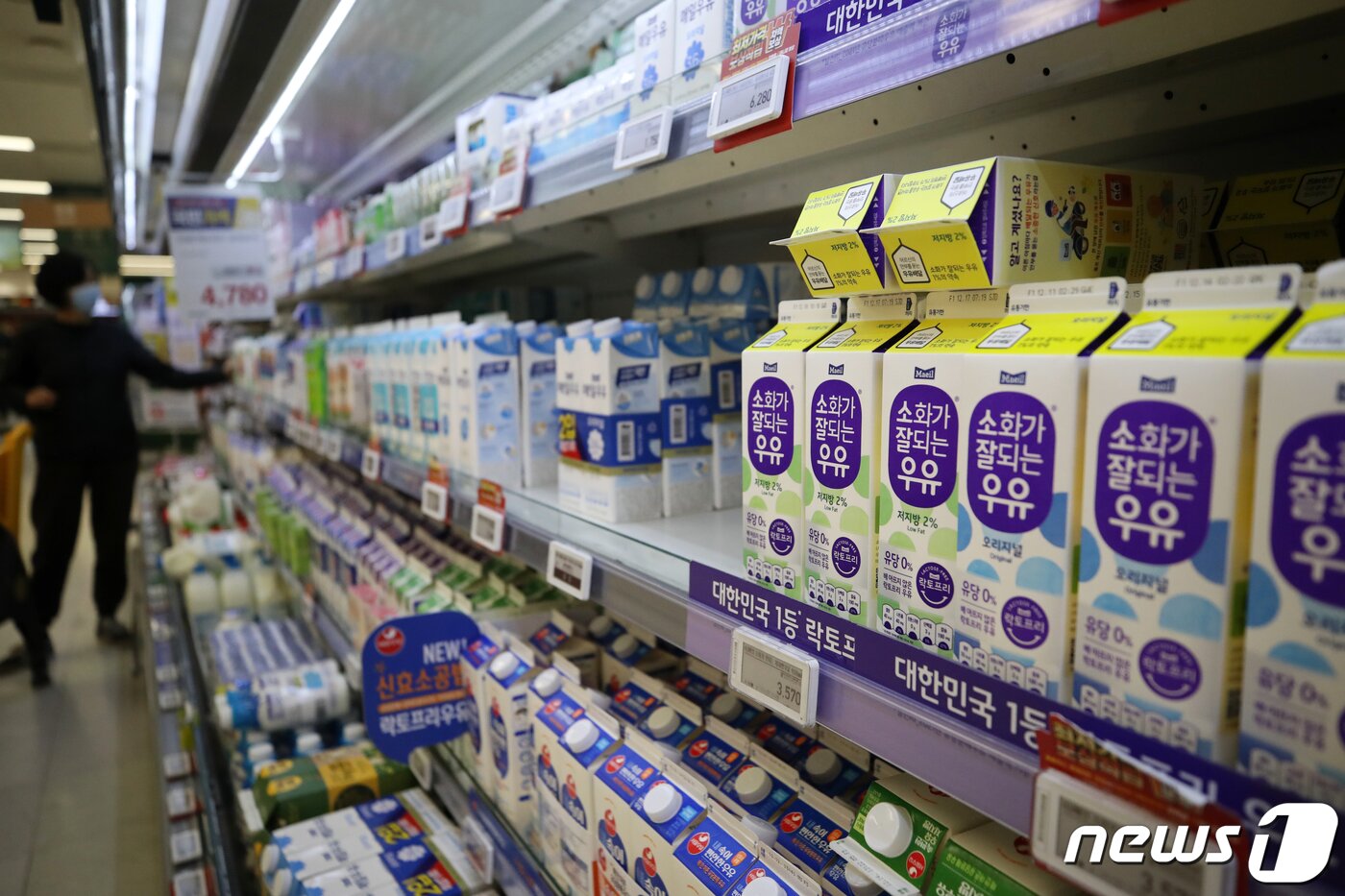 본문 이미지 -  5일 서울시내의 한 대형마트에 유제품들이 진열돼 있다. 2022.12.5/뉴스1 ⓒ News1 이승배 기자
