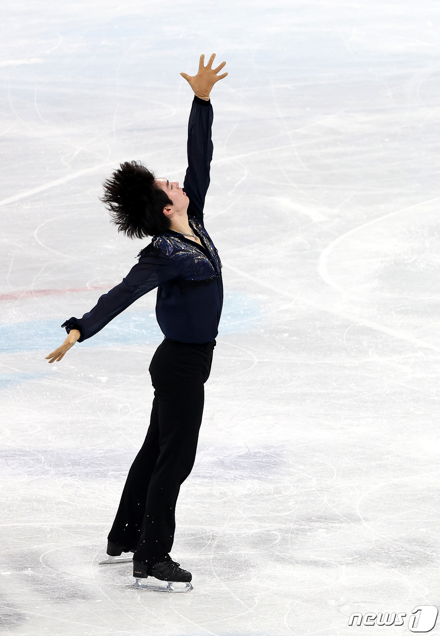 (베이징=뉴스1) 박지혜 기자 = 한국 남자 피겨스케이팅의 간판 차준환이 10일 중국 베이징 캐피털 실내경기장에서 열린 2022 베이징 동계올림픽 피겨스케이팅 남자 싱글 프리스케이 …