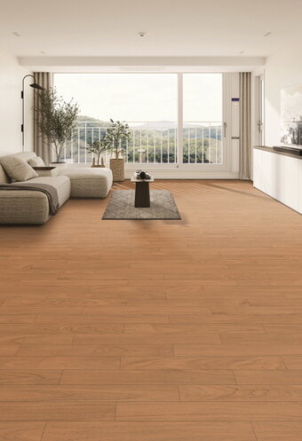 본문 이미지 - LX지인 바닥재 강그린프로 골든티크 적용 거실 공간(LX하우시스 제공)ⓒ 뉴스1