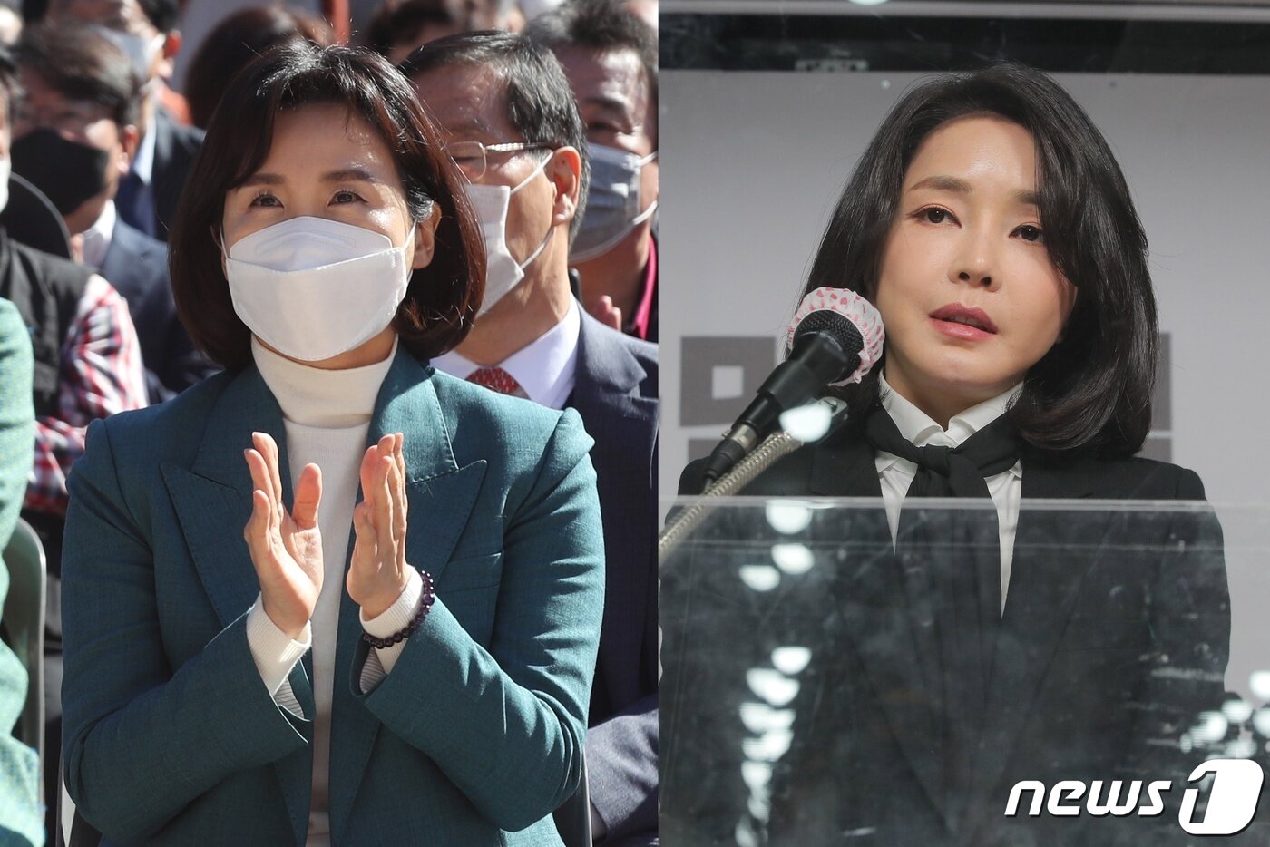본문 이미지 - 이재명 더불어민주당 대선 후보의 부인 김혜경씨(왼쪽)과 윤석열 국민의힘 대선 후보의 부인 김건희씨. ⓒ 뉴스1