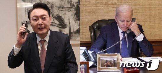 본문 이미지 - 윤석열 대통령 당선인, 조 바이든 미국 대통령.(국민의힘 제공, 주한미국대사관 페이스북 갈무리)ⓒ 뉴스1
