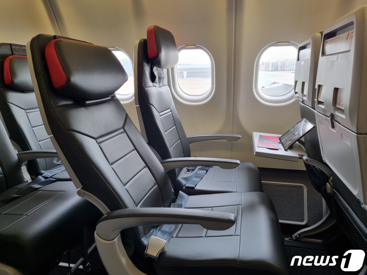 본문 이미지 - 티웨이항공의 첫 대형기 'A330-300'의 이코노미석. ⓒ 뉴스1